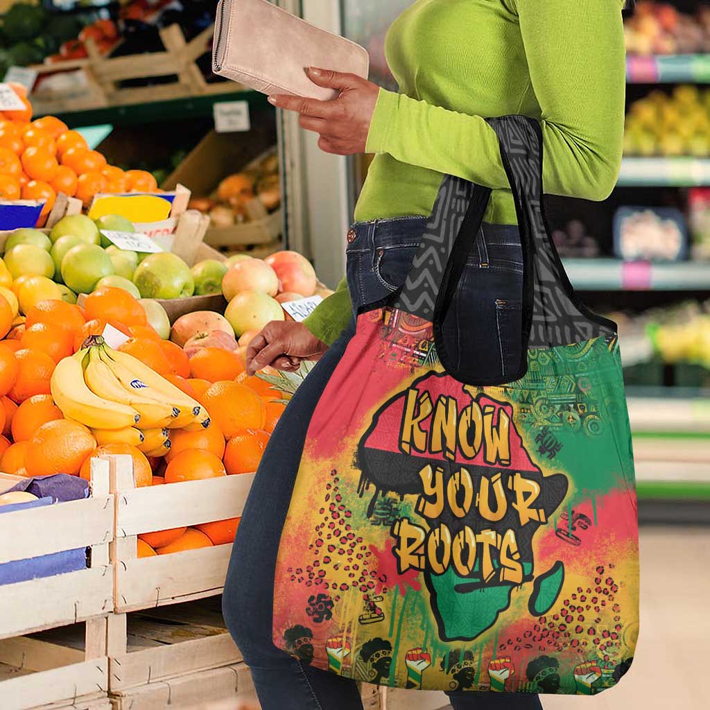 Africa Map Graffiti Grocery Bag Know You Roots Art Style