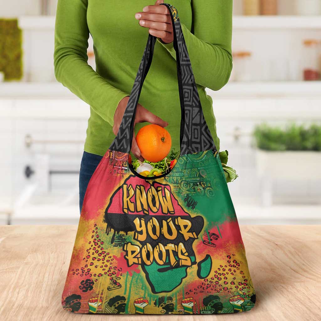 Africa Map Graffiti Grocery Bag Know You Roots Art Style