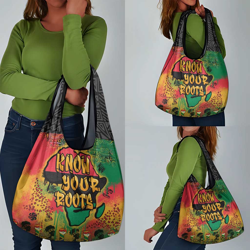 Africa Map Graffiti Grocery Bag Know You Roots Art Style