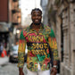 Africa Map Graffiti Long Sleeve Button Shirt Know You Roots Art Style