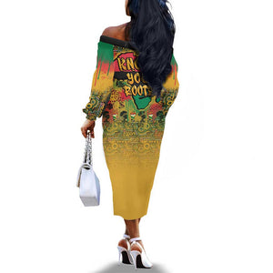 Africa Map Graffiti Off The Shoulder Long Sleeve Dress Know You Roots Art Style