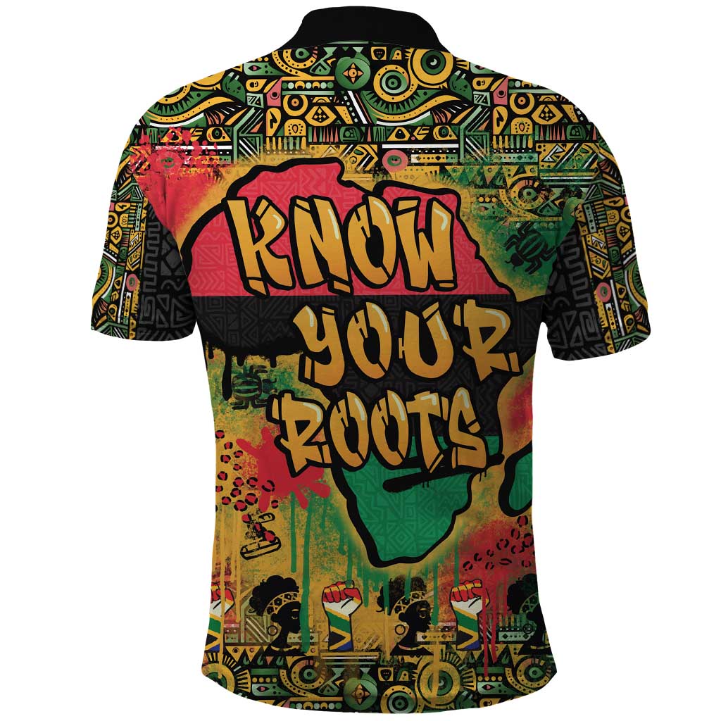 Africa Map Graffiti Polo Shirt Know You Roots Art Style