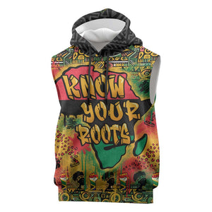 Africa Map Graffiti Sleeveless Hoodie Know You Roots Art Style - African Pride