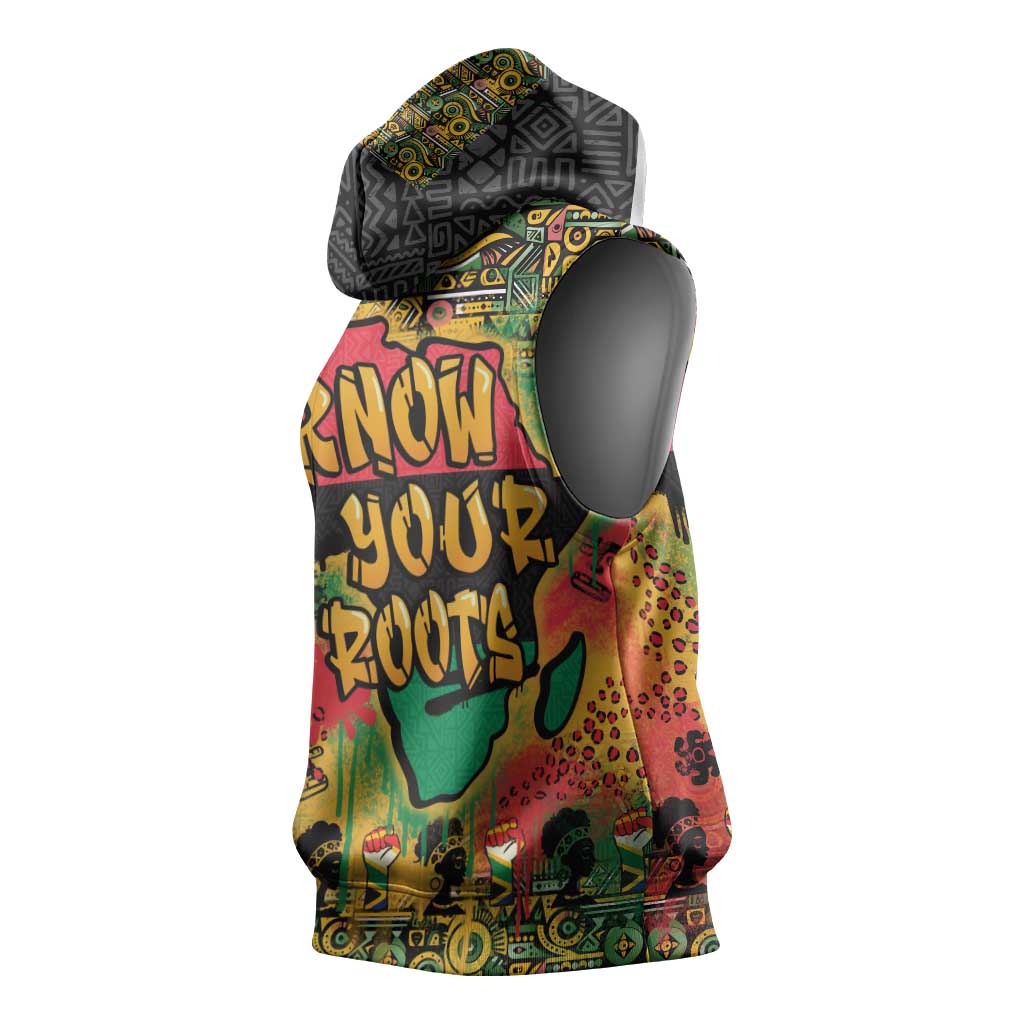 Africa Map Graffiti Sleeveless Hoodie Know You Roots Art Style - African Pride