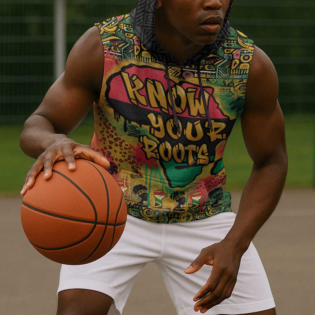 Africa Map Graffiti Sleeveless Hoodie Know You Roots Art Style - African Pride