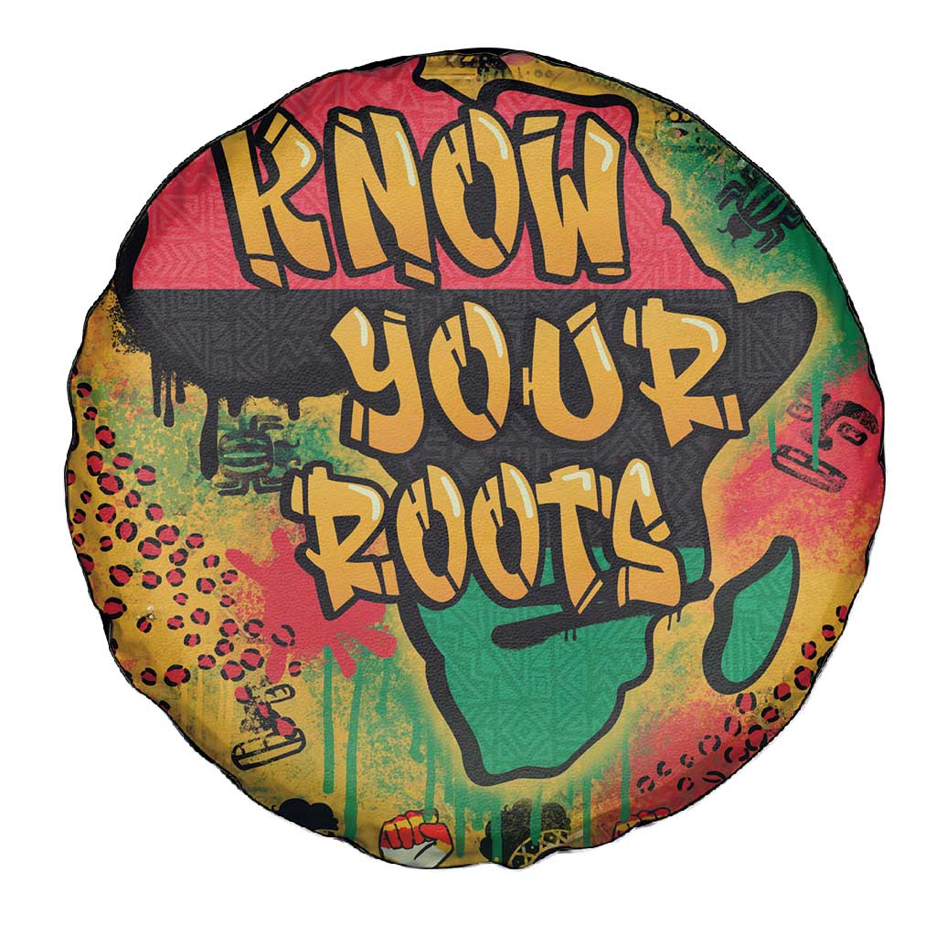 Africa Map Graffiti Spare Tire Cover Know You Roots Art Style