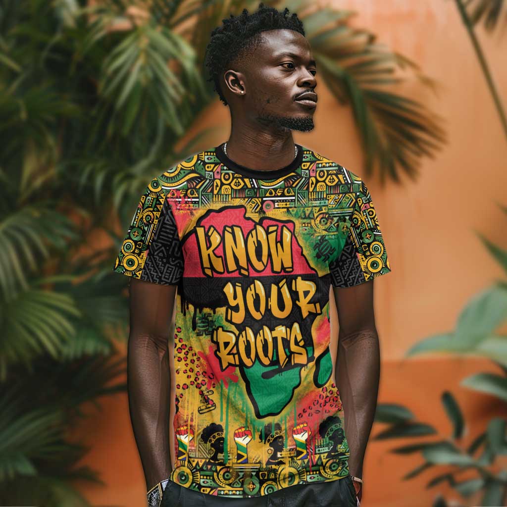 Africa Map Graffiti T shirt Know You Roots Art Style
