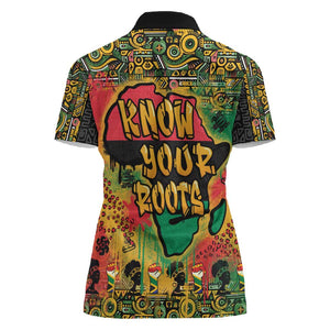 Africa Map Graffiti Women Polo Shirt Know You Roots Art Style