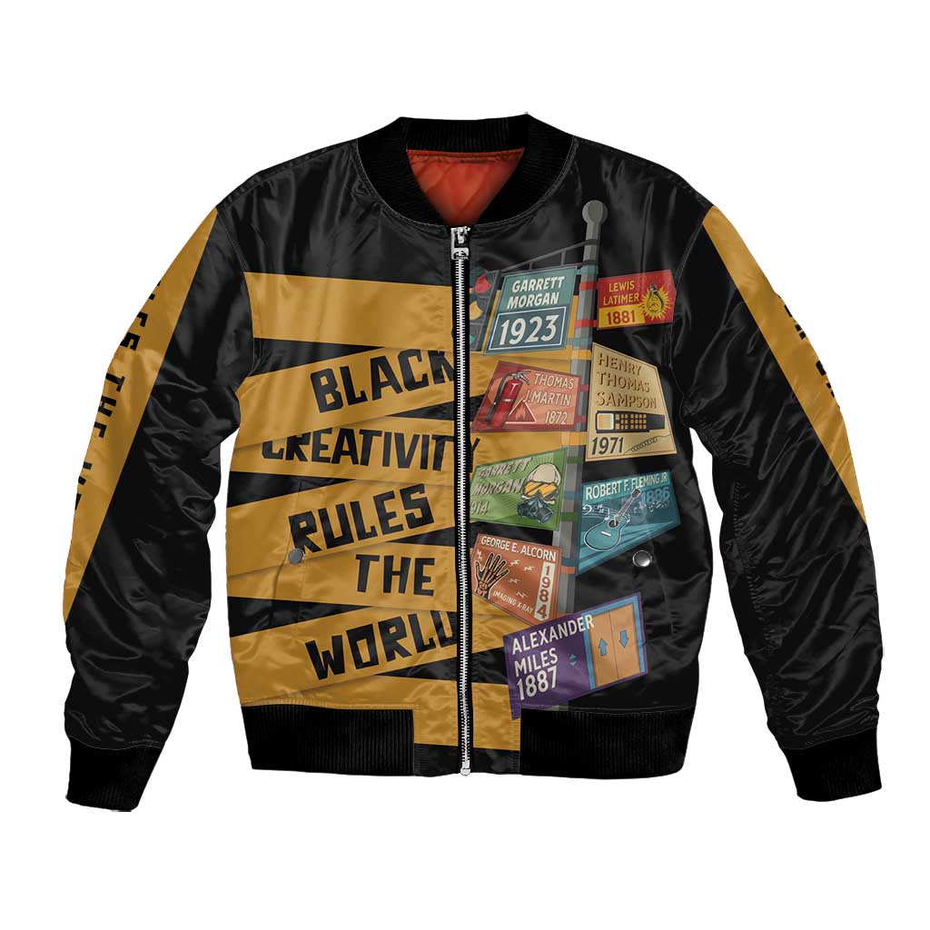 African Creativity Bomber Jacket Black Creativity Rules The World
