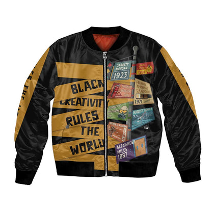 African Creativity Bomber Jacket Black Creativity Rules The World