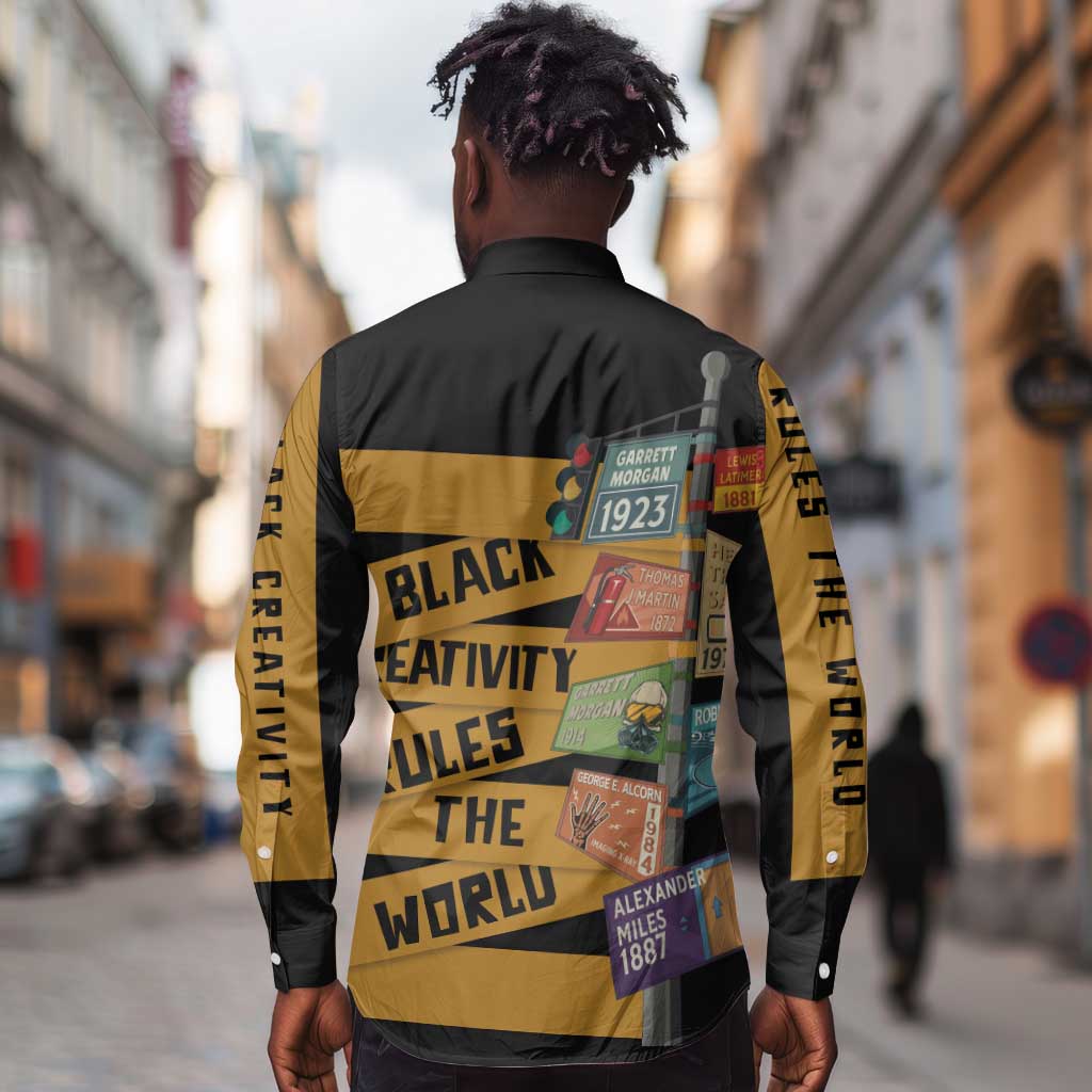 African Creativity Long Sleeve Button Shirt Black Creativity Rules The World