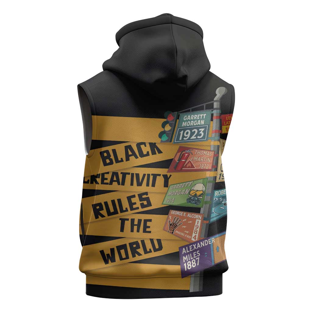 African Creativity Sleeveless Zip Hoodie Black Creativity Rules The World - African Pride