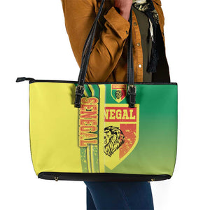 Senegal Soccer Leather Tote Bag Lions of Teranga Football - Road To Champion