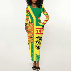 Senegal Soccer Long Sleeve Bodycon Dress Lions of Teranga Football - Road To Champion DT03