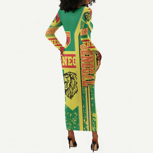 Senegal Soccer Long Sleeve Bodycon Dress Lions of Teranga Football - Road To Champion DT03