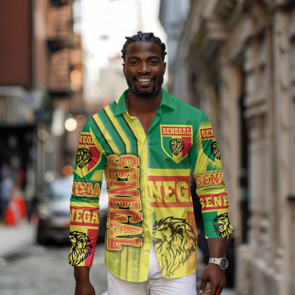 Senegal Soccer Long Sleeve Button Shirt Lions of Teranga Football - Road To Champion