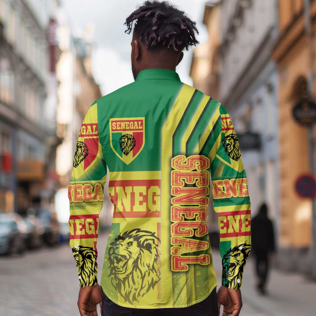 Senegal Soccer Long Sleeve Button Shirt Lions of Teranga Football - Road To Champion