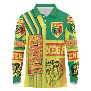 Senegal Soccer Long Sleeve Polo Shirt Lions of Teranga Football - Road To Champion