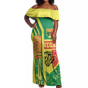 Senegal Soccer Off Shoulder Maxi Dress Lions of Teranga Football - Road To Champion