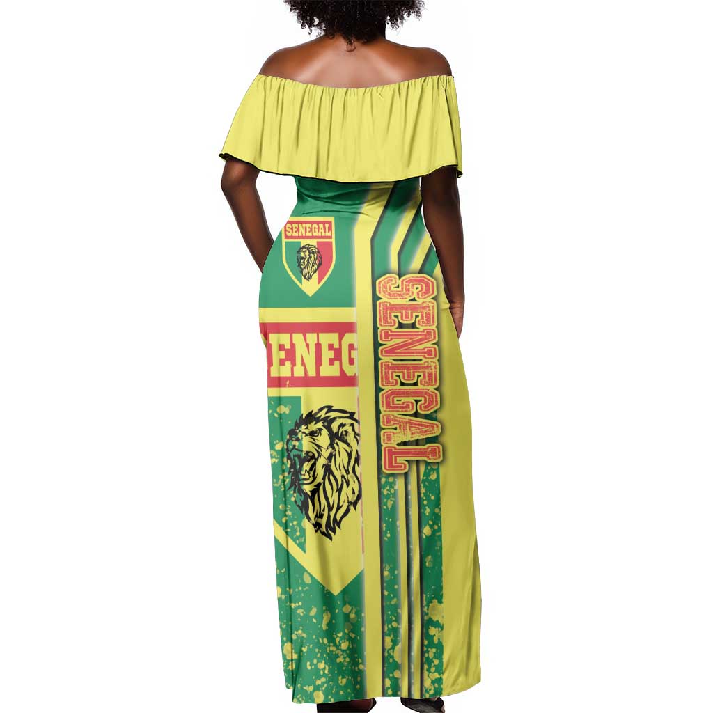 Senegal Soccer Off Shoulder Maxi Dress Lions of Teranga Football - Road To Champion