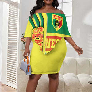 Senegal Soccer Off Shoulder Short Dress Lions of Teranga Football - Road To Champion