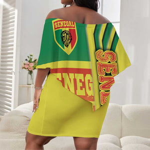 Senegal Soccer Off Shoulder Short Dress Lions of Teranga Football - Road To Champion