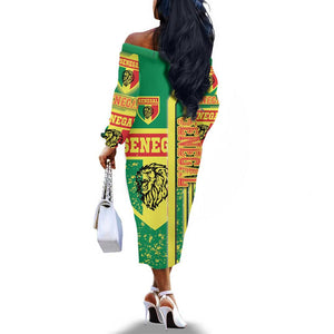 Senegal Soccer Off The Shoulder Long Sleeve Dress Lions of Teranga Football - Road To Champion