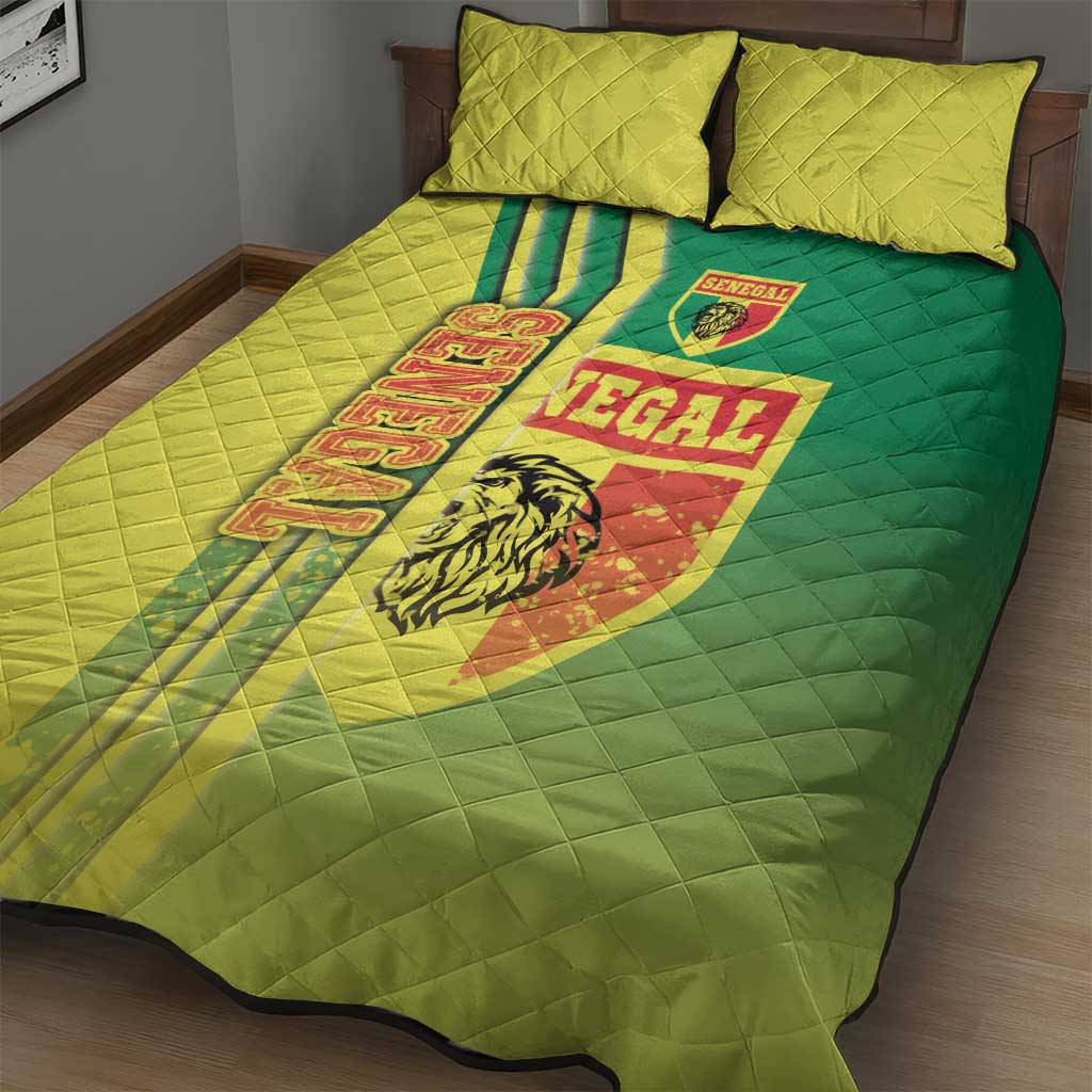 Senegal Soccer Quilt Bed Set Lions of Teranga Football - Road To Champion