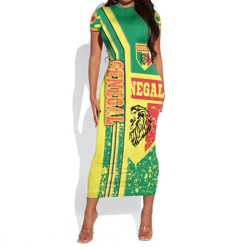 Senegal Soccer Short Sleeve Bodycon Dress Lions of Teranga Football - Road To Champion DT03