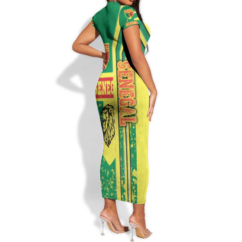 Senegal Soccer Short Sleeve Bodycon Dress Lions of Teranga Football - Road To Champion DT03