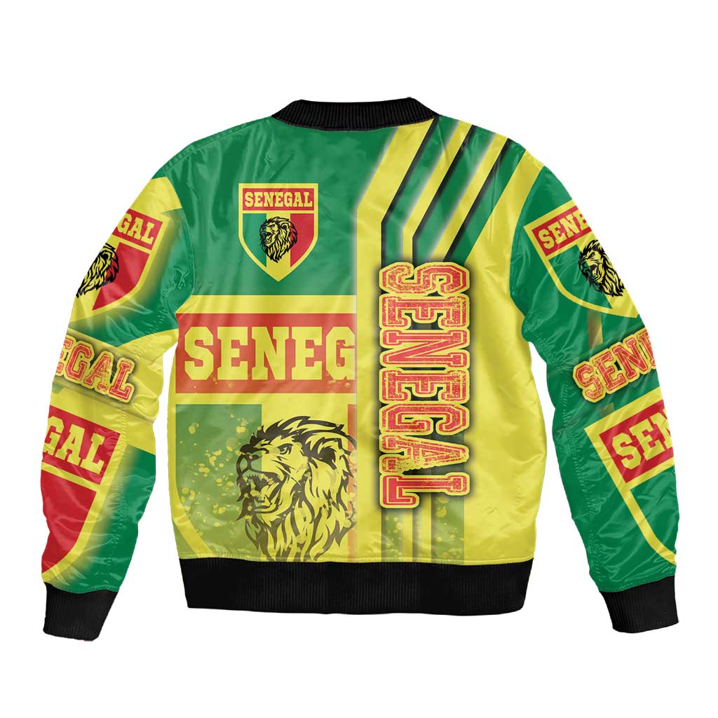Senegal Soccer Sleeve Zip Bomber Jacket Lions of Teranga Football - Road To Champion