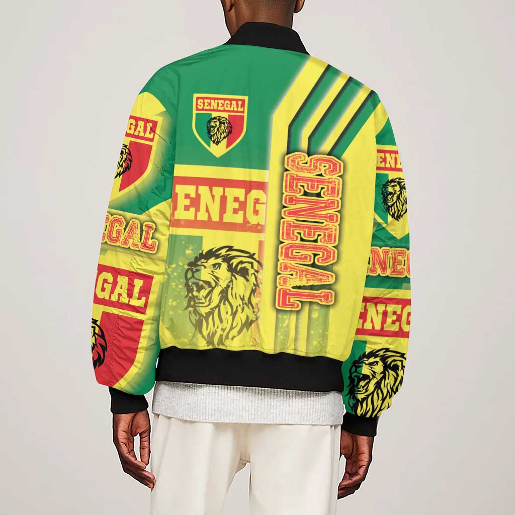 Senegal Soccer Sleeve Zip Bomber Jacket Lions of Teranga Football - Road To Champion