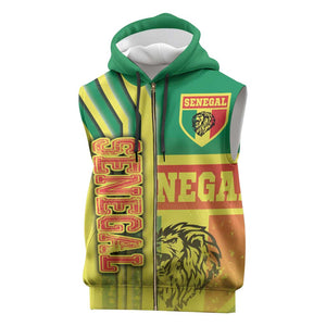 Senegal Soccer Sleeveless Zip Hoodie Lions of Teranga Football - Road To Champion - African Pride