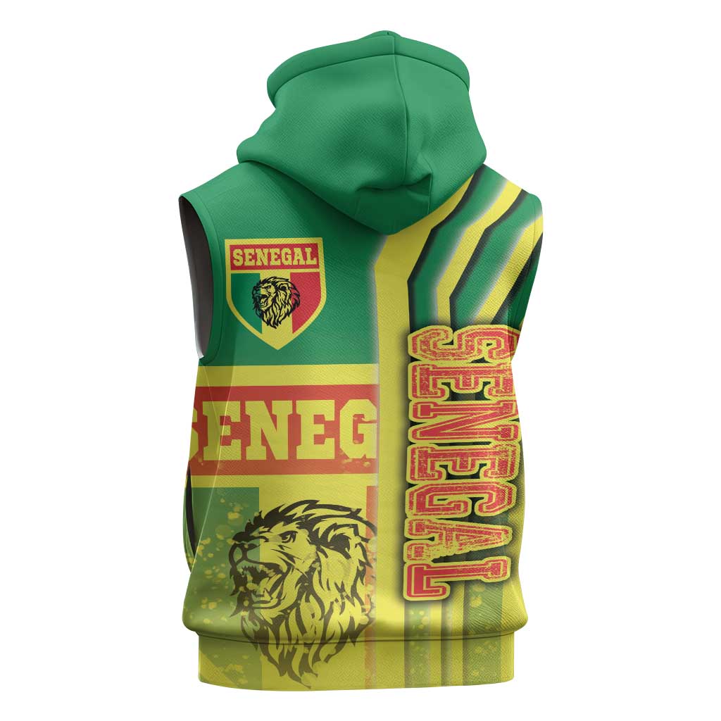 Senegal Soccer Sleeveless Zip Hoodie Lions of Teranga Football - Road To Champion - African Pride