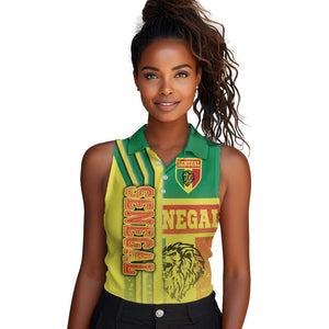 Senegal Soccer Women Sleeveless Polo Shirt Lions of Teranga Football - Road To Champion