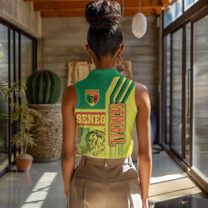 Senegal Soccer Women Sleeveless Polo Shirt Lions of Teranga Football - Road To Champion