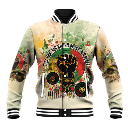 They Want Our Rhythm Not Our Blues Baseball Jacket Afro Pride Music