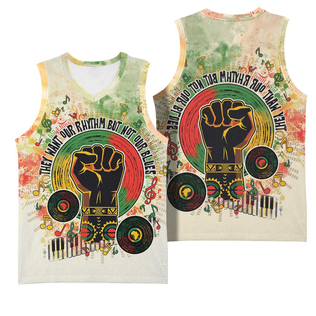 They Want Our Rhythm Not Our Blues Basketball Jersey Afro Pride Music - African Pride