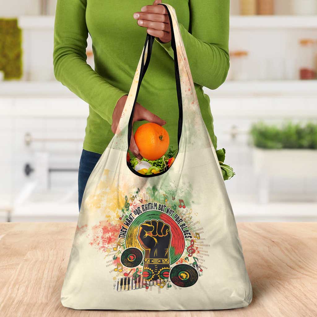They Want Our Rhythm Not Our Blues Grocery Bag Afro Pride Music