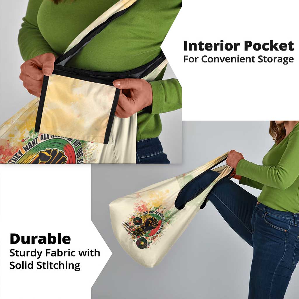 They Want Our Rhythm Not Our Blues Grocery Bag Afro Pride Music