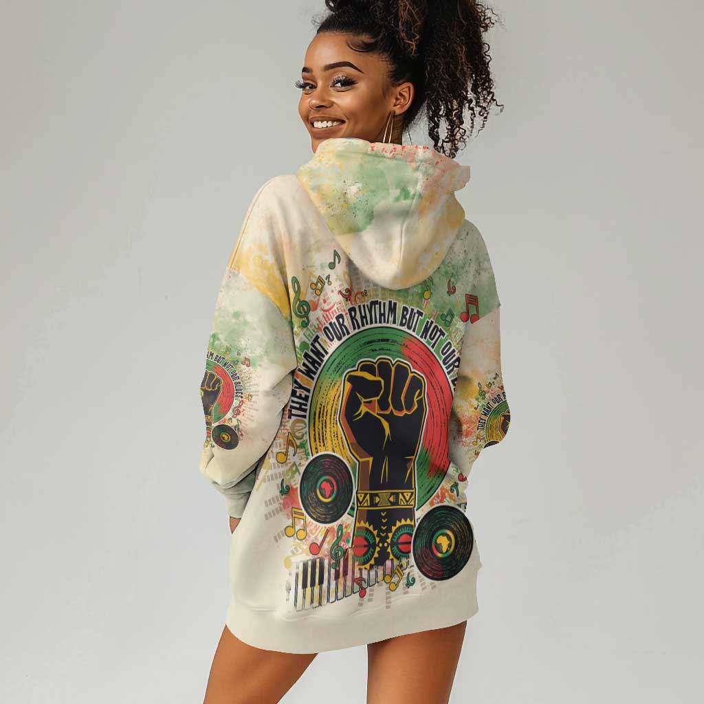 They Want Our Rhythm Not Our Blues Hoodie Dress Afro Pride Music