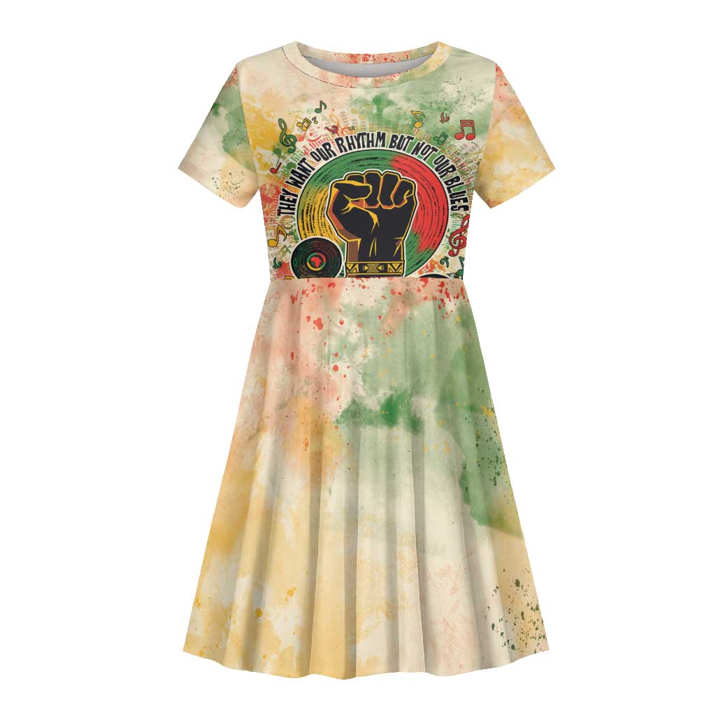 They Want Our Rhythm Not Our Blues Kid Short Sleeve Dress Afro Pride Music
