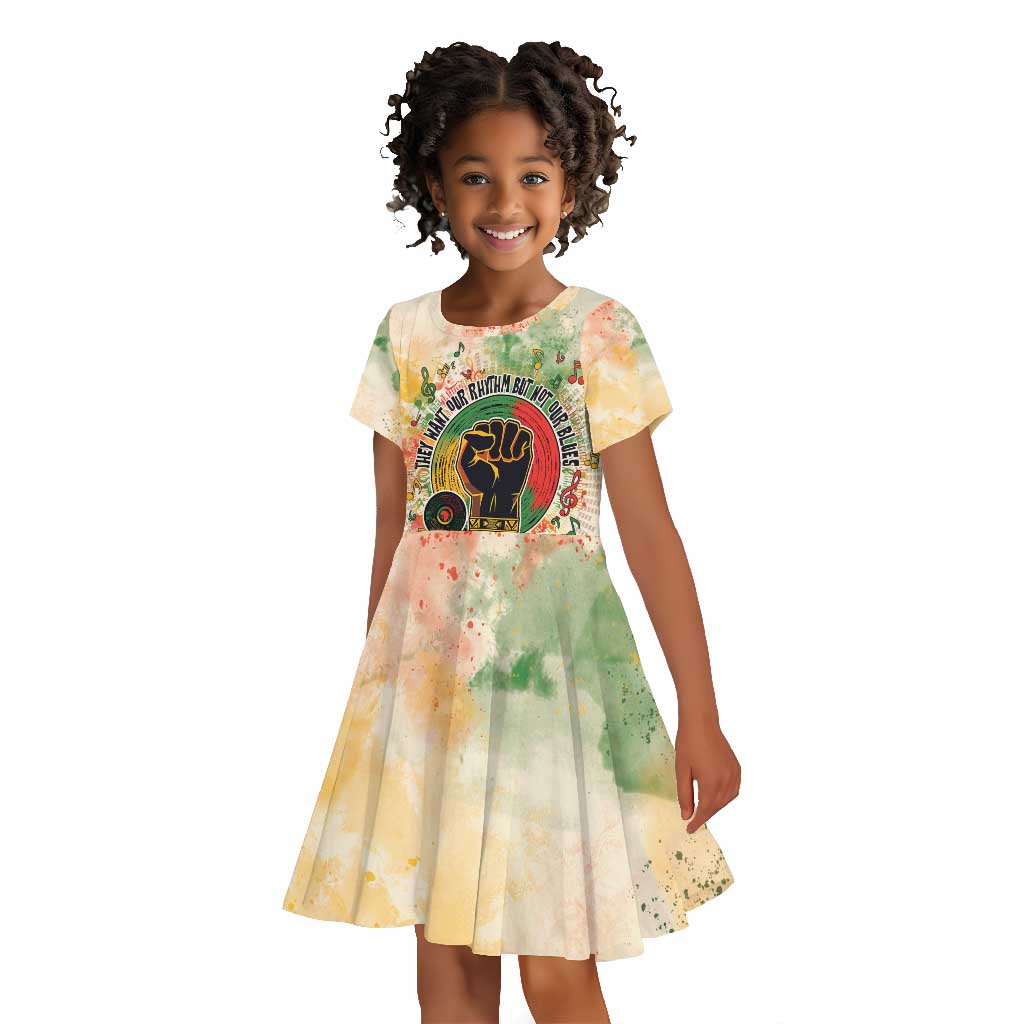 They Want Our Rhythm Not Our Blues Kid Short Sleeve Dress Afro Pride Music