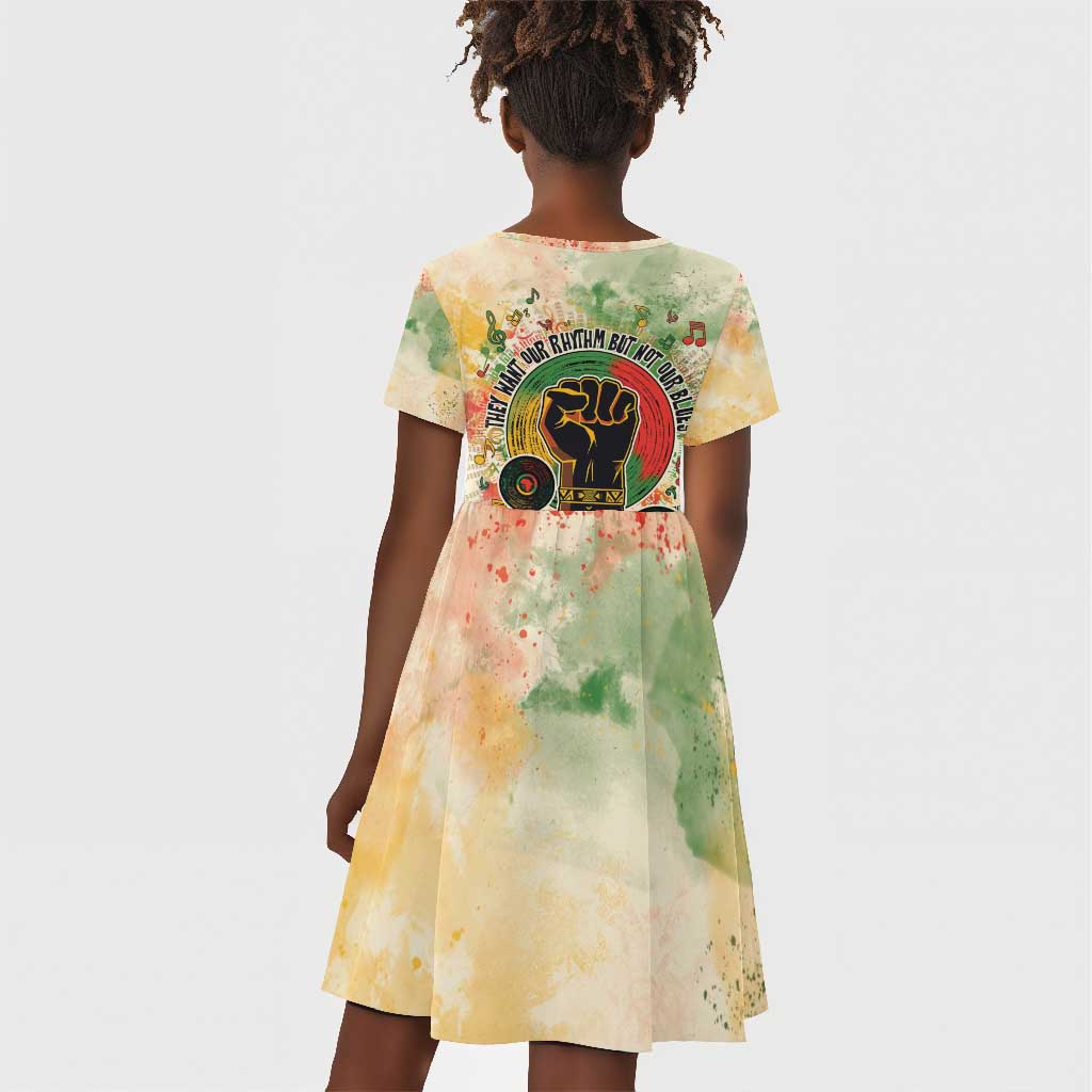 They Want Our Rhythm Not Our Blues Kid Short Sleeve Dress Afro Pride Music