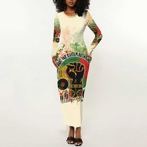 They Want Our Rhythm Not Our Blues Long Sleeve Bodycon Dress Afro Pride Music DT03