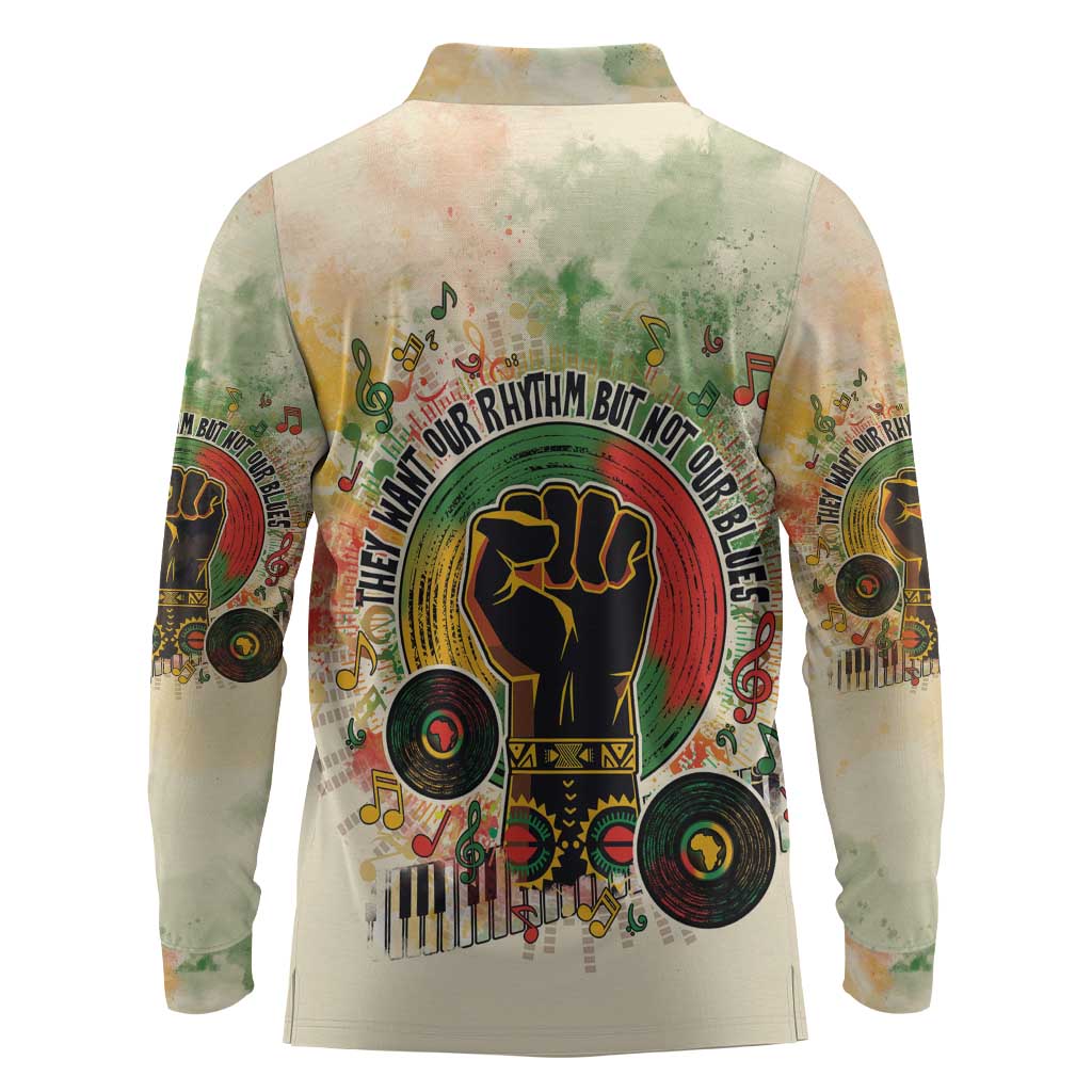 They Want Our Rhythm Not Our Blues Long Sleeve Polo Shirt Afro Pride Music