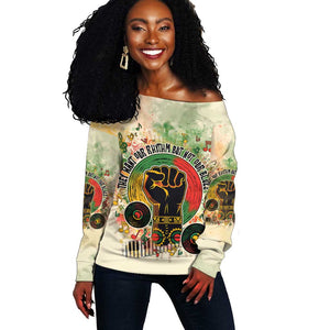 They Want Our Rhythm Not Our Blues Off Shoulder Sweater Afro Pride Music