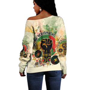 They Want Our Rhythm Not Our Blues Off Shoulder Sweater Afro Pride Music