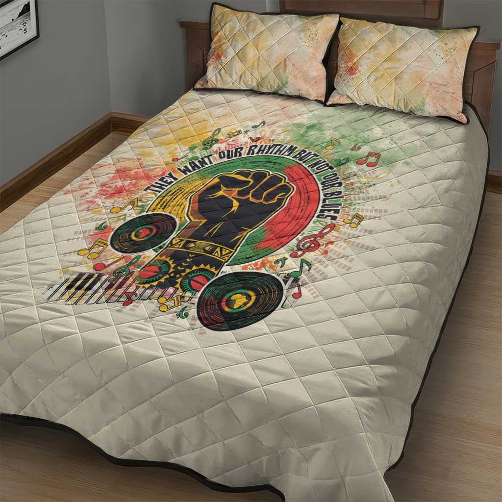 They Want Our Rhythm Not Our Blues Quilt Bed Set Afro Pride Music