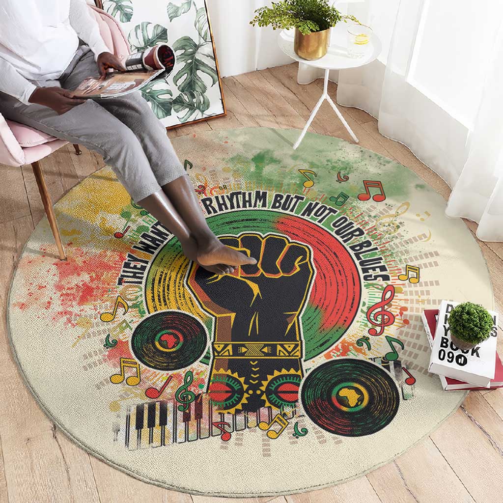 They Want Our Rhythm Not Our Blues Round Carpet Afro Pride Music